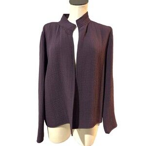 Eileen Fisher Women’s Crinkle Silk Blazer Jacket size S Dark Academia Whimsygoth